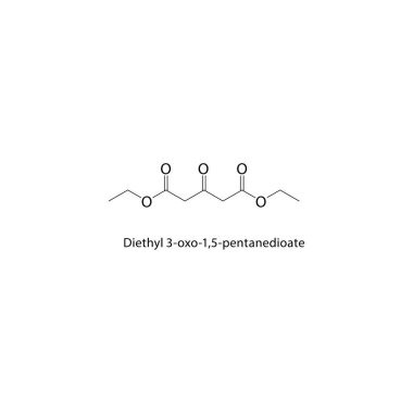 Dietil 3-oxo-1,5-pentanedioate iskelet yapısı. Keto diester bileşik şematik çizim. Basit diyagram, kimyasal formül..