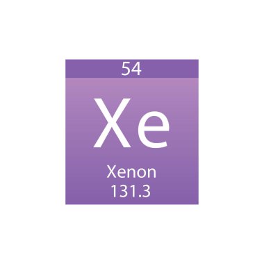 Xe Xenon Soy Gaz Kimyasal Element Periyodik Tablosu. Basit düz kare vektör çizimi, molar kütleli basit temiz biçim simgesi ve Lab, bilim veya kimya sınıfı için atom numarası.