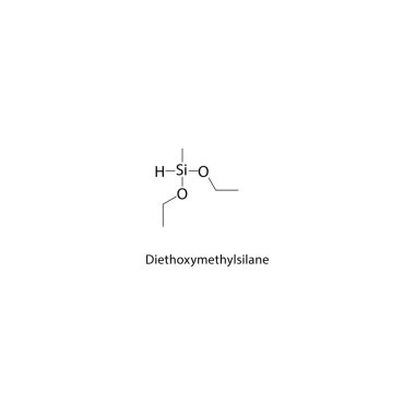 Diethoxymethylsilane iskelet yapısı. Alkollü bileşik şematik illüstrasyon. Basit diyagram, kimyasal formül..