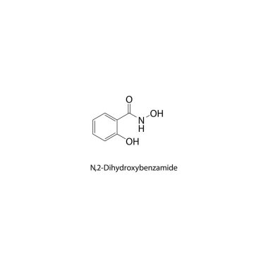 N, 2-Dihydroxybenzamide iskelet yapısı. Benzamide bileşik şematik çizim. Basit diyagram, kimyasal formül..