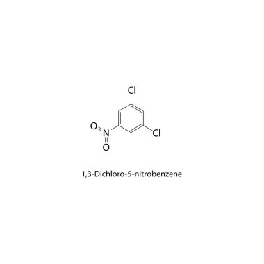 1,3-Dichloro-5-nitrobenzen iskelet yapısı. Nitrobenzen bileşik şematik çizim. Basit diyagram, kimyasal formül..