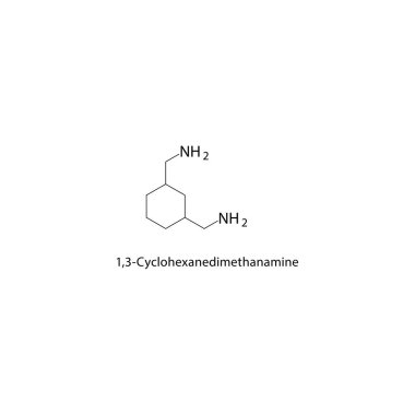 1,3-Cyclohexanedimethanamine, genellikle 1,3-CHDA veya 1,3-BDA iskelet yapısı olarak kısaltılır. Basit diyagram, kimyasal formül..