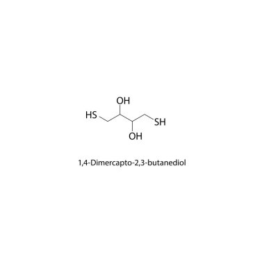 1,4-Dimercapto-2,3-butanediol iskelet yapısı. Dithiol Diol bileşik şematik çizim. Basit diyagram, kimyasal formül.. 