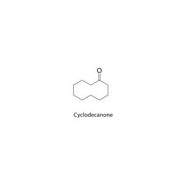 Cyclodecanone iskelet yapısı. Keton bileşikli şematik çizim. Basit diyagram, kimyasal formül..