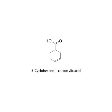 3-Cyclohexene-1-karboksilik asit iskelet yapısı. Basit diyagram, kimyasal formül..