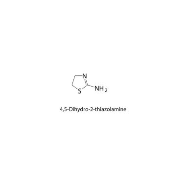 4,5-Dihydro-2-thiazolamine iskelet yapısı. Thiazolamine bileşik şematik illüstrasyon. Basit diyagram, kimyasal formül..