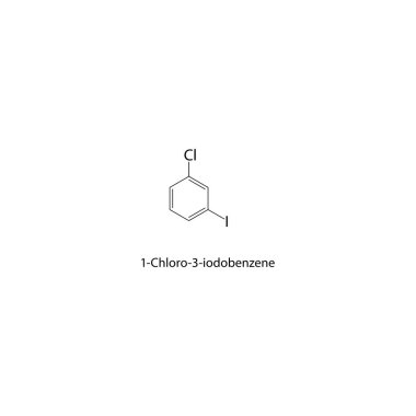 1-Chloro-3-iodobenzenin şematik moleküler strüksiyonu, vektör illüstrasyonu