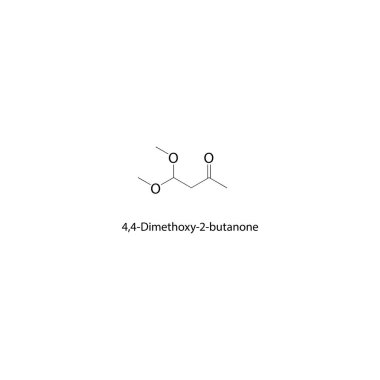 4,4-Dimethoxy-2-butanone molekül düz iskelet yapısı. Beyaz arkaplanda vektör illüstrasyonu. 