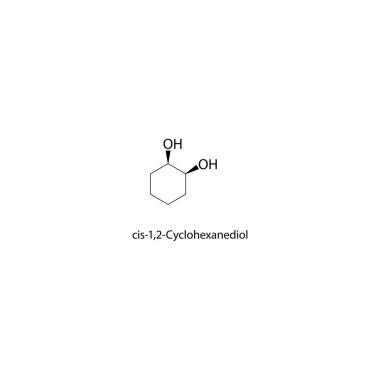 cis-1,2-Cyclohexanediol iskelet yapısı. Basit diyagram, kimyasal formül..