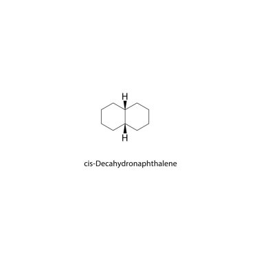 Cis-Decahydronaphthalene iskelet yapısı. Cycloalkane bileşik şematik illüstrasyon. Basit diyagram, kimyasal formül..