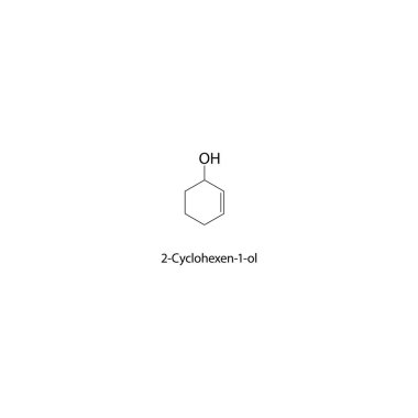 2-Cyclohexen-1-ol, sikloheksenol iskelet yapısı olarak da bilinir. Basit diyagram, kimyasal formül..
