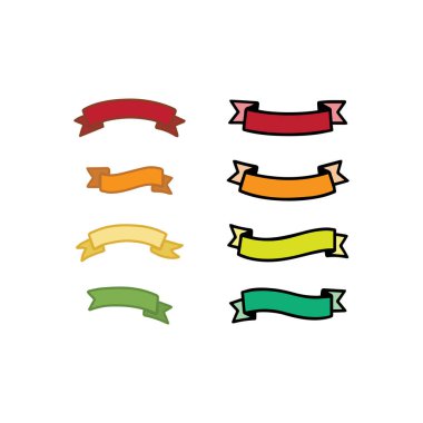 Renkli Kurdele Banner Simgeleri Koleksiyonu Çeşitli Şekiller ve Etiketler, Rozetler ve Satış Etiketleri Düz Tasarım Vektörü, Web, Pazarlama ve Grafik Şablonları