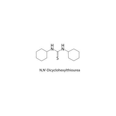 N, N-Dicyclohexylthiourea iskelet yapısı. Bu bir bileşik şematik çizim. Basit diyagram, kimyasal formül..