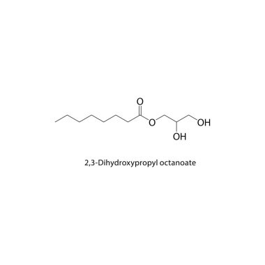 2,3-Dihydroxypropyl oktanoate vektör çizim tasarımının kimyasal formülü