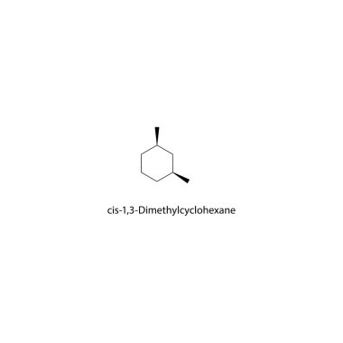 cis-1,3-Dimetilsiklopentan iskelet yapısı. Cycloalkane bileşik şematik illüstrasyon. Basit diyagram, kimyasal formül..