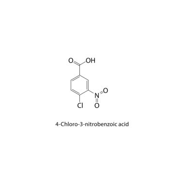 4-Chloro-3-nitrobenzoik asit iskelet yapısı. Halojenize nitrobenzoik asit şematik çizim. Basit diyagram, kimyasal formül..