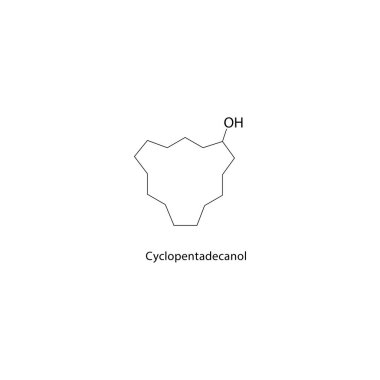Cyclopentadecanol iskelet yapısı. Alkolün bileşik şematik çizimi. Basit diyagram, kimyasal formül..