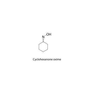 Cyclohexanone oxime iskelet yapısı. Basit diyagram, kimyasal formül..
