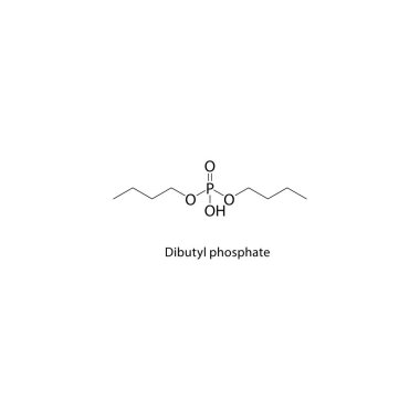 Dibütil fosfat iskelet yapısı. Organofosfat ester bileşik şematik çizim. Basit diyagram, kimyasal formül..