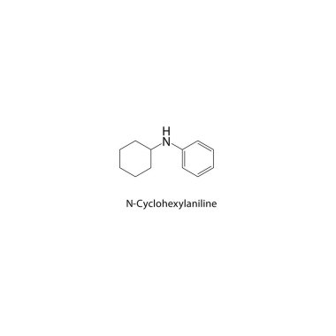 N-Cyclohexylanilin iskelet yapısı. Basit diyagram, kimyasal formül..