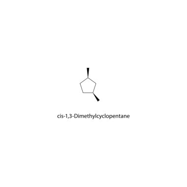 cis-1,3-Dimetilsiklopentan iskelet yapısı. Cycloalkane bileşik şematik illüstrasyon. Basit diyagram, kimyasal formül..