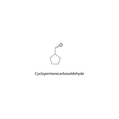 Cyclopentanecarboxaldehyde iskelet yapısı. Aldehit bileşiği şematik çizimi. Basit diyagram, kimyasal formül..