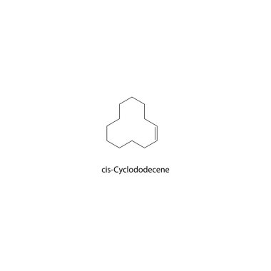Cis-Cyclodocene iskelet yapısı. Doymamış döngüsel hidrokarbon bileşiği şematik illüstrasyon. Basit diyagram, kimyasal formül..