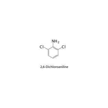 2,6-Dichloroaniline iskelet yapısı. Halojen anilin bileşik şematik çizim. Basit diyagram, kimyasal formül..