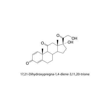 17.21-Dihydroxypregna-1,4-diene-3,11,20-trione kimyasal formülü