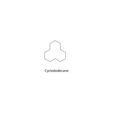 Cyclododecane iskelet yapısı. Aliphatik hidrokarbon bileşiği şematik çizim. Basit diyagram, kimyasal formül..
