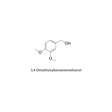 Dimethoxybenzene Acetic molekül düz iskelet yapısı. Beyaz arkaplanda vektör illüstrasyonu. 