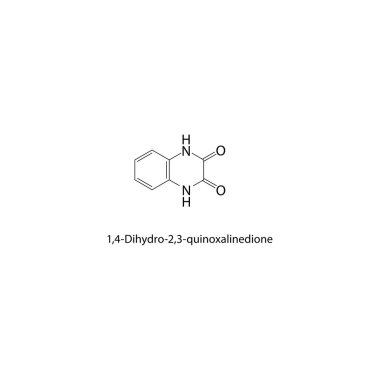 1,4-Dihydro-2,3-quinoxalinedione iskelet yapısı. Quinoxalinedione bileşik şematik çizim. Basit diyagram, kimyasal formül..