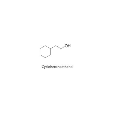 Cyclohexanethanol iskelet yapısı. Alkol bileşimi şematik illüstrasyon. Basit diyagram, kimyasal formül..