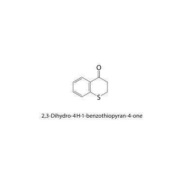 2,3-Dihydro-4H-1-benzothiopyran-4-1 iskelet yapısı. Benzothiopyran bileşik şematik çizim. Basit diyagram, kimyasal formül..