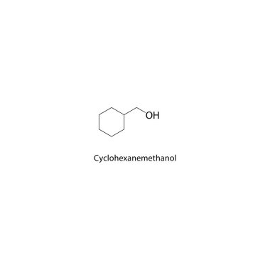 Cyclohexanemethanol iskelet yapısı. Alkol bileşimi şematik illüstrasyon. Basit diyagram, kimyasal formül..