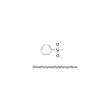 Dimetoksimetilfenilsilan iskelet yapısı. Basit diyagram, kimyasal yapı.