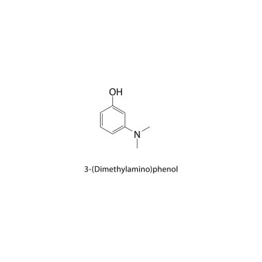 4 - (Dimethylamino) fenol iskelet yapısı. Aminofenol bileşik şematik çizim. Basit diyagram, kimyasal formül..