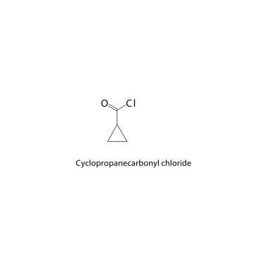Cyclopropanecarbonyl iskelet yapısı. Karbonil bileşik şematik çizim. Basit diyagram, kimyasal formül..