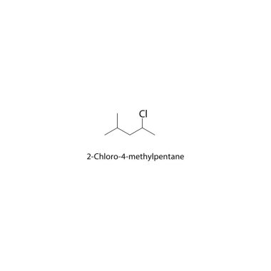 2-kloro-4-metilpentan iskelet yapısı. Haloalkane bileşik şematik illüstrasyon. Basit diyagram, kimyasal formül..
