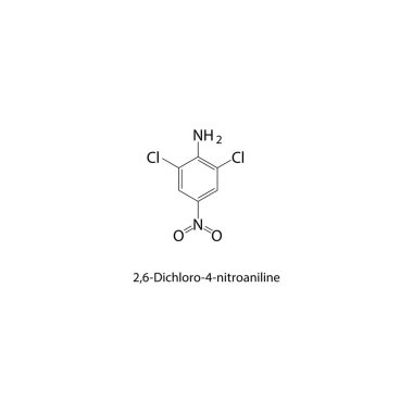 2,6-Dichloro-4-nitroanilin iskelet yapısı. Nitroanilin bileşik şematik illüstrasyon. Basit diyagram, kimyasal formül..