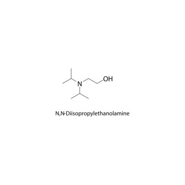 N, N-Diizopropilenolamin iskelet yapısı. Amino Alkol bileşik şematik illüstrasyon. Basit diyagram, kimyasal formül..