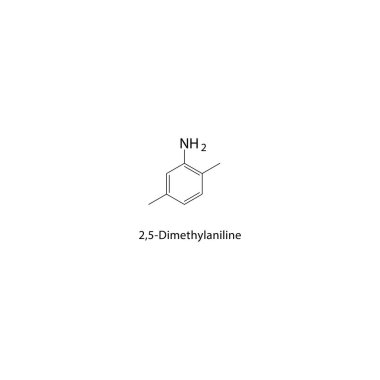 2,5-Dimethylaniline iskelet yapısı. Aniline Türevi bileşik şematik çizim. Basit diyagram, kimyasal formül..