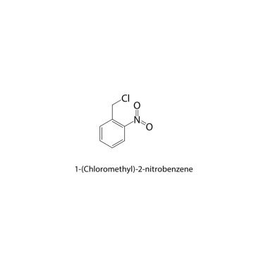 1- (Klorometil) -2-nitrobenzen iskelet yapısı. Nitroaromatik haloalkan bileşik şematik çizim. Basit diyagram, kimyasal formül..