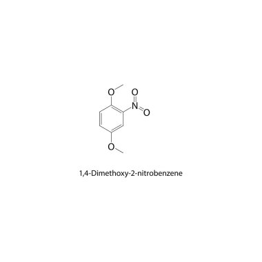 1,4-Dimethoxy-2-nitrobenzen iskelet yapısı. Basit diyagram, kimyasal yapı.
