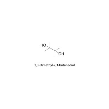 2,3-Dimetil-2,3-butanediol iskelet yapısı. Diol bileşik şematik çizim. Basit diyagram, kimyasal formül..