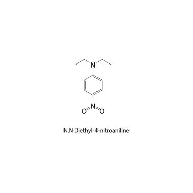 N, N-Dietil-4-nitroanilin iskelet yapısı. Nitroanilin türevi bileşik şematik çizim. Basit diyagram, kimyasal formül..