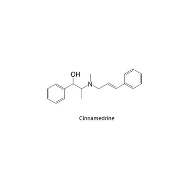 Cinnamedrine iskelet yapısı. Sempatomimetik amine bileşik şematik çizim. Basit diyagram, kimyasal formül..