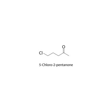 5-Chloro-2-pentanone iskelet yapısı. Halüsinasyon görmüş keton bileşiği şematik çizimi. Basit diyagram, kimyasal formül..