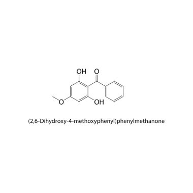 (2,6-Dihydroxy-4-methoxyphenyl) fenilmetil iskelet yapısı. Basit diyagram, kimyasal yapı.