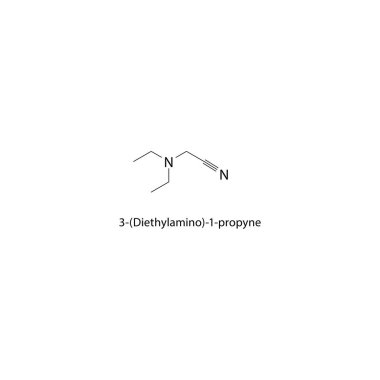 3 - (Diethylamino) -1-propilne iskelet yapısı. Alkyne amin bileşik şematik illüstrasyon. Basit diyagram, kimyasal formül..